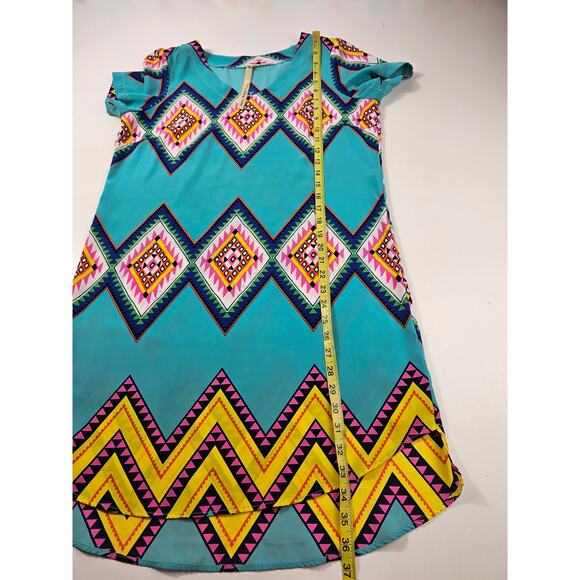 Uncle frank small S Easter egg bright stripes short sleeve midi shift dress - Picture 7 of 7